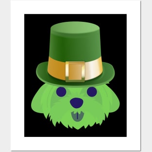 Maltese St Patrick's Day Funny Dog with St Patrick's Hat Posters and Art